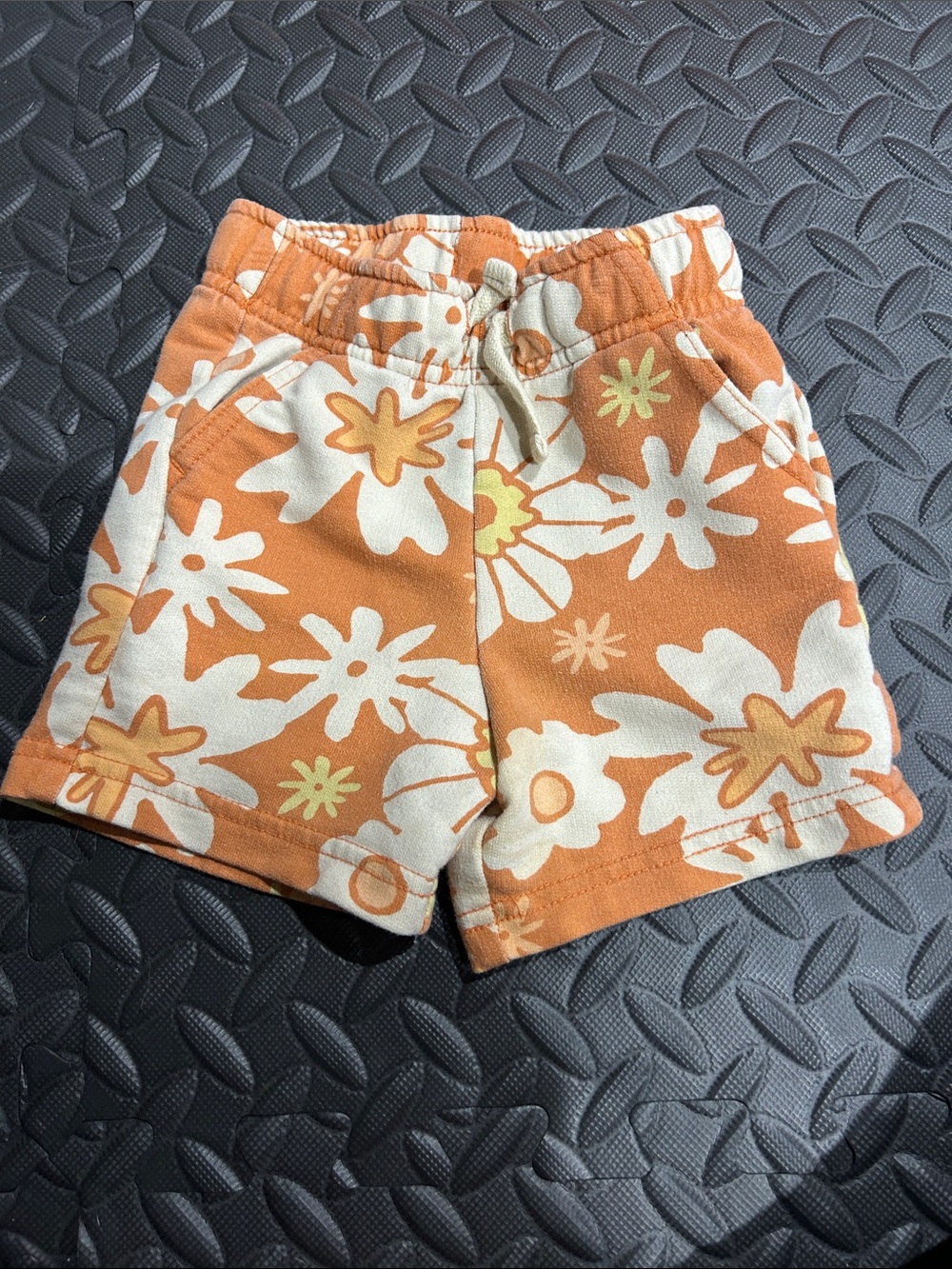 Cat & Jack Orange Floral Drawstring Shorts